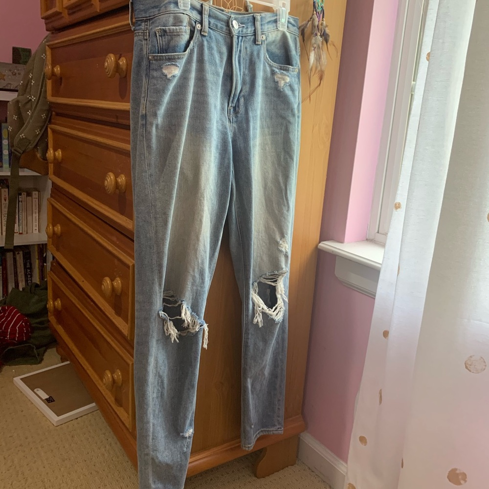 American Eagle Trendy Distressed Mom Jeans